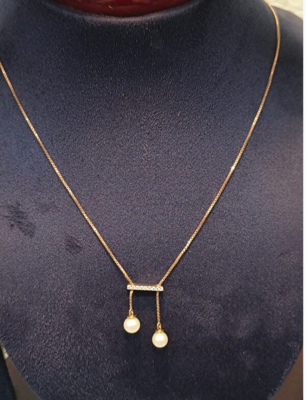 Perl and Diamond Necklace - 14k rose gold